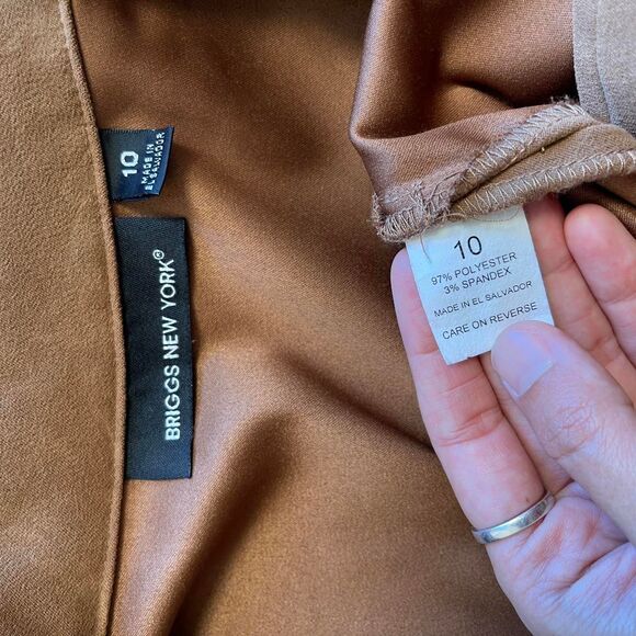 Vintage 90s Briggs New York Tan Faux Suede Blazer Monica Geller Whimsygoth Sz 10 - Picture 7 of 8